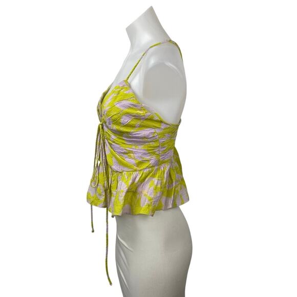 ASTR the Label Minka Multicolor Floral Sleeveless Cami Keyhole Peplum Crop Top S - Picture 2 of 5